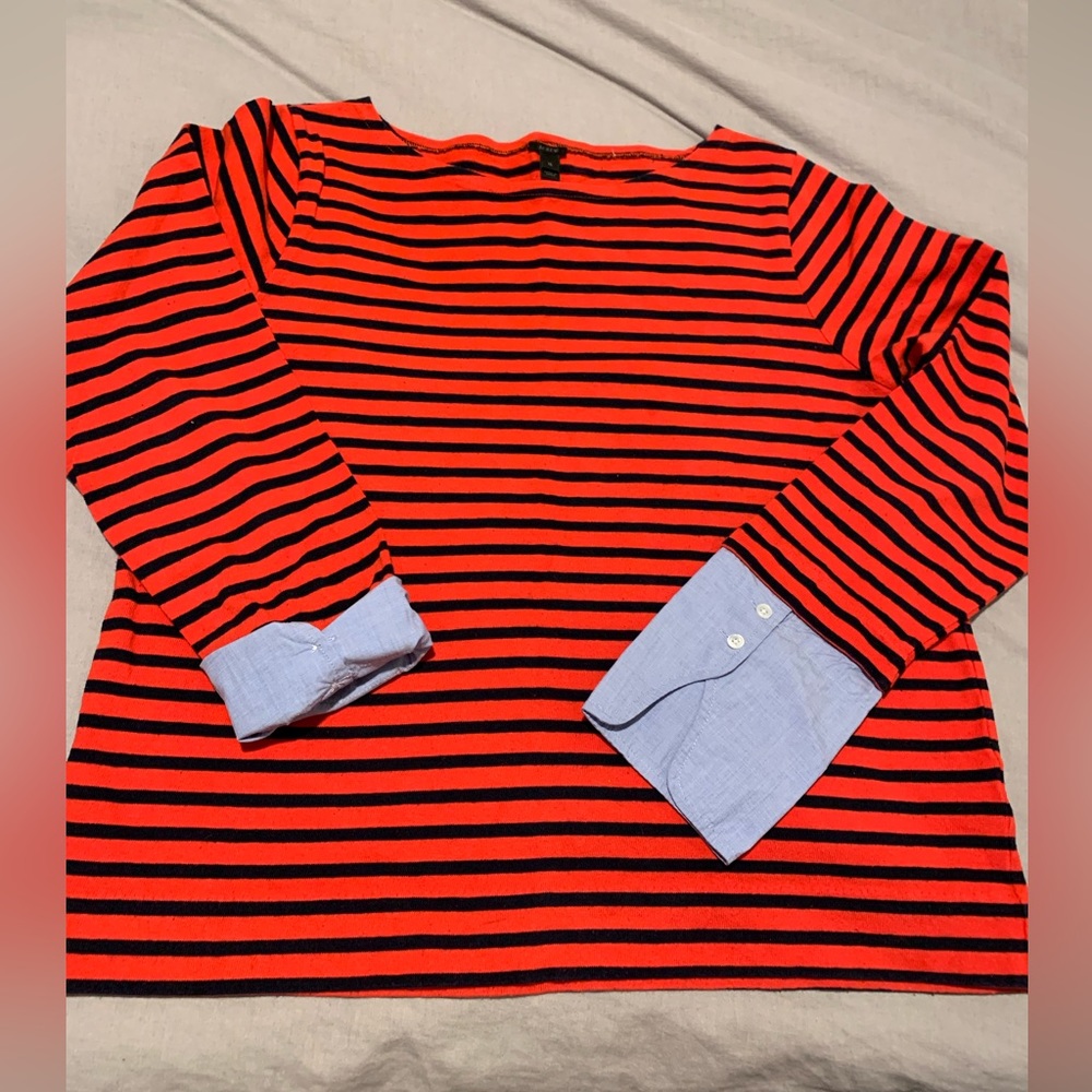 J.Crew shirt red and blue shirt with cuffs size XL